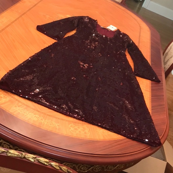 Zara Limited Edition Sequined Bell Sleeve Long Purple Dress Sz.XS - Picture 10 of 16